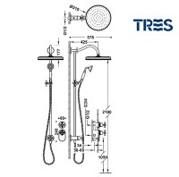 MEDIDAS KIT DUCHA TERMOSTATICA CLASIC TRES